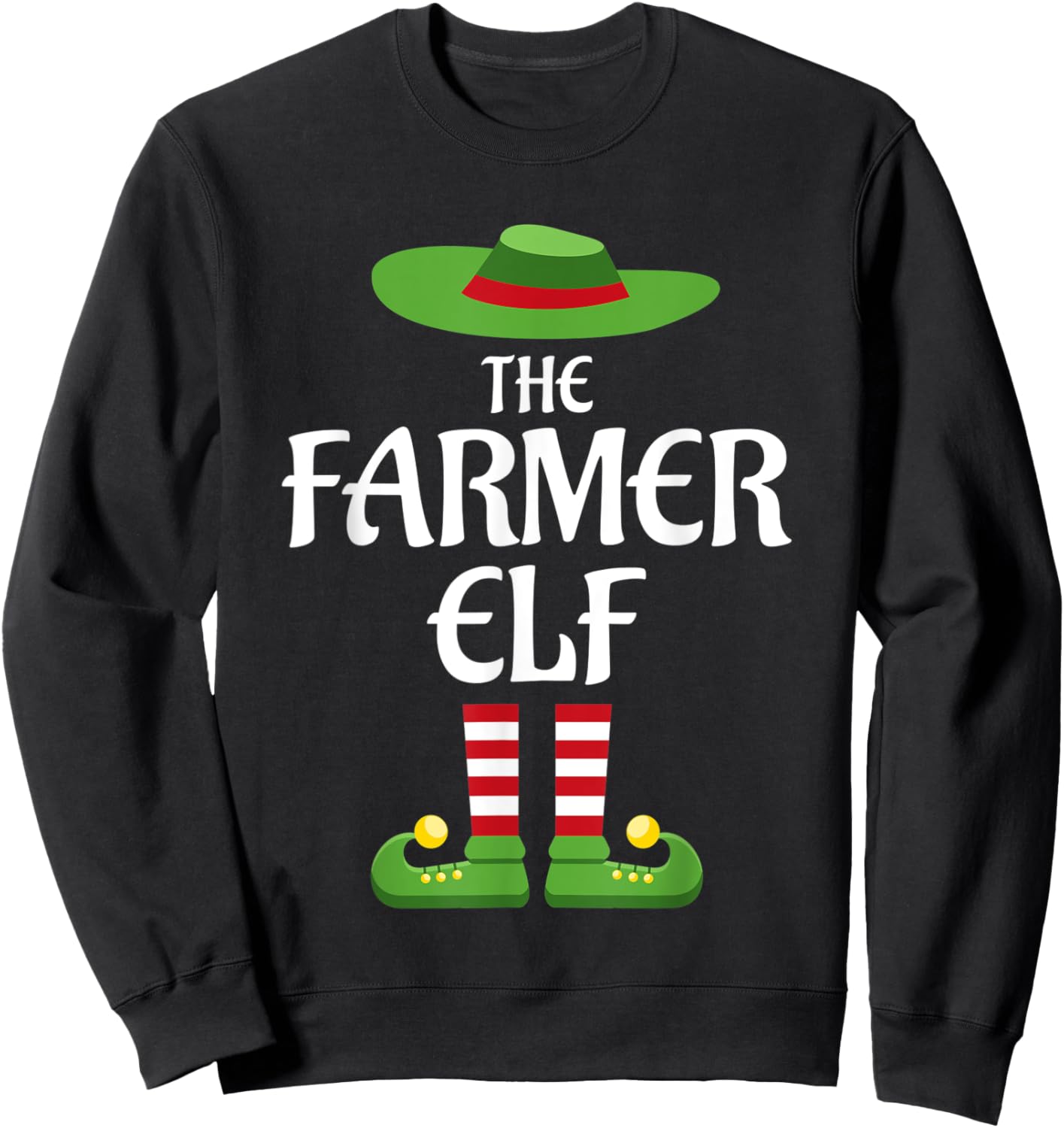 Farmer Elf Family Matching Group Christmas Sweatshirt - Sweatshirt | Black