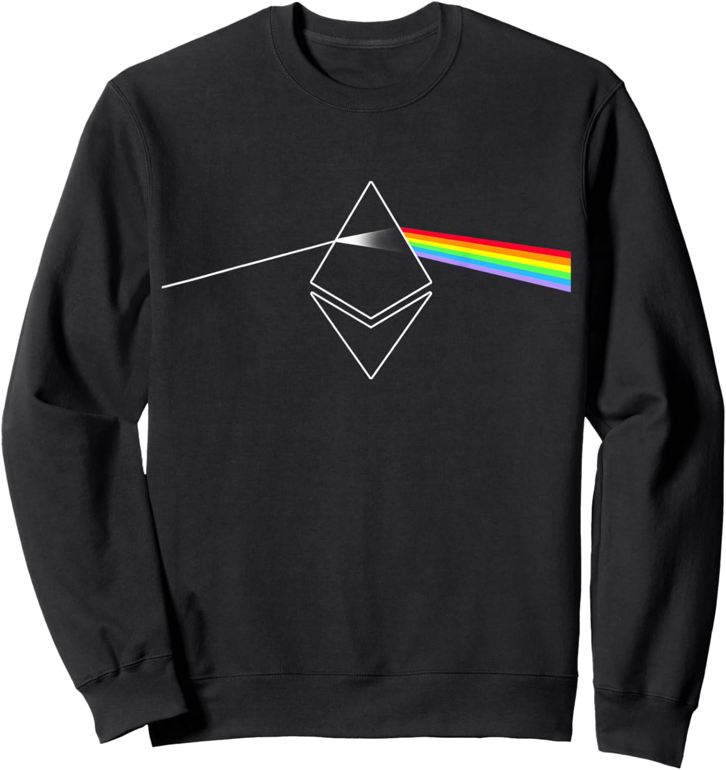 Miftees Crypto Ethereum Prism Rainbow Light -Adults Black Sweatshirt - Sweatshirt | Black