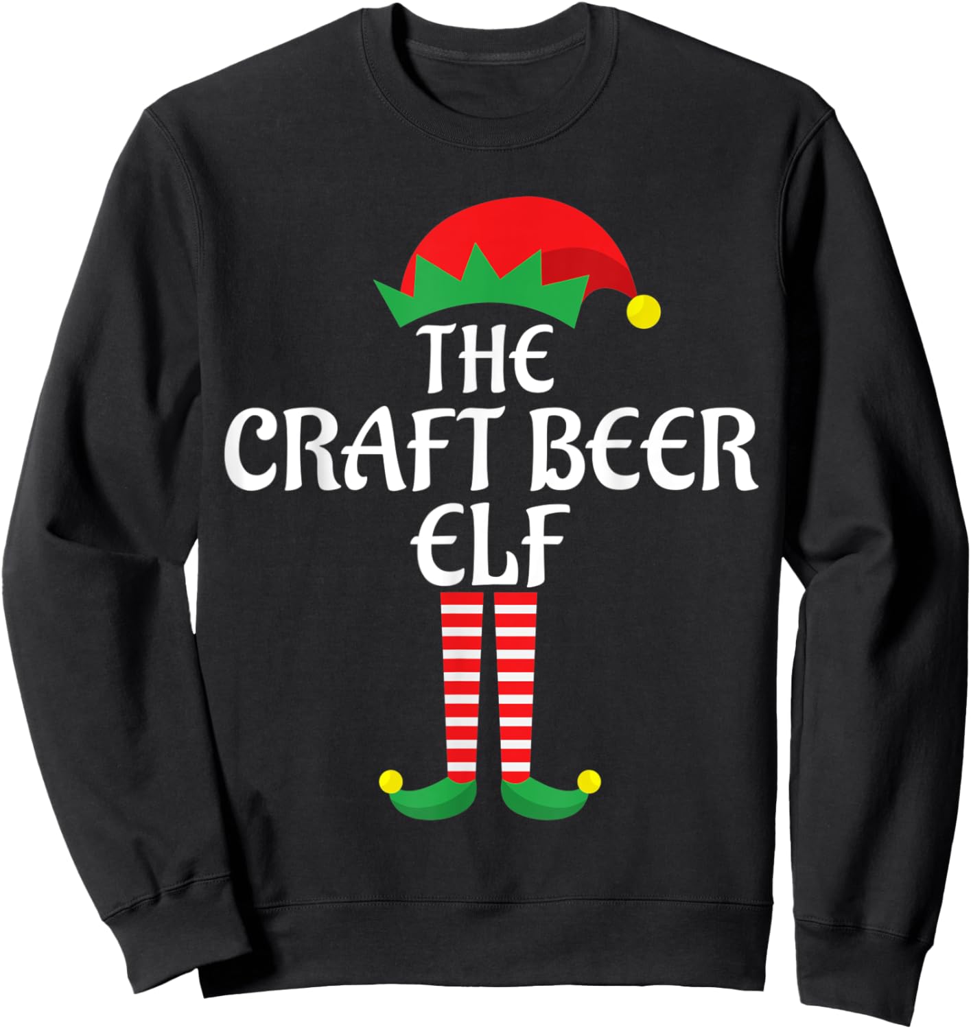 Craft Beer Elf Christmas Theme Holiday Family Matching Xmas Sweatshirt - Sweatshirt | Black