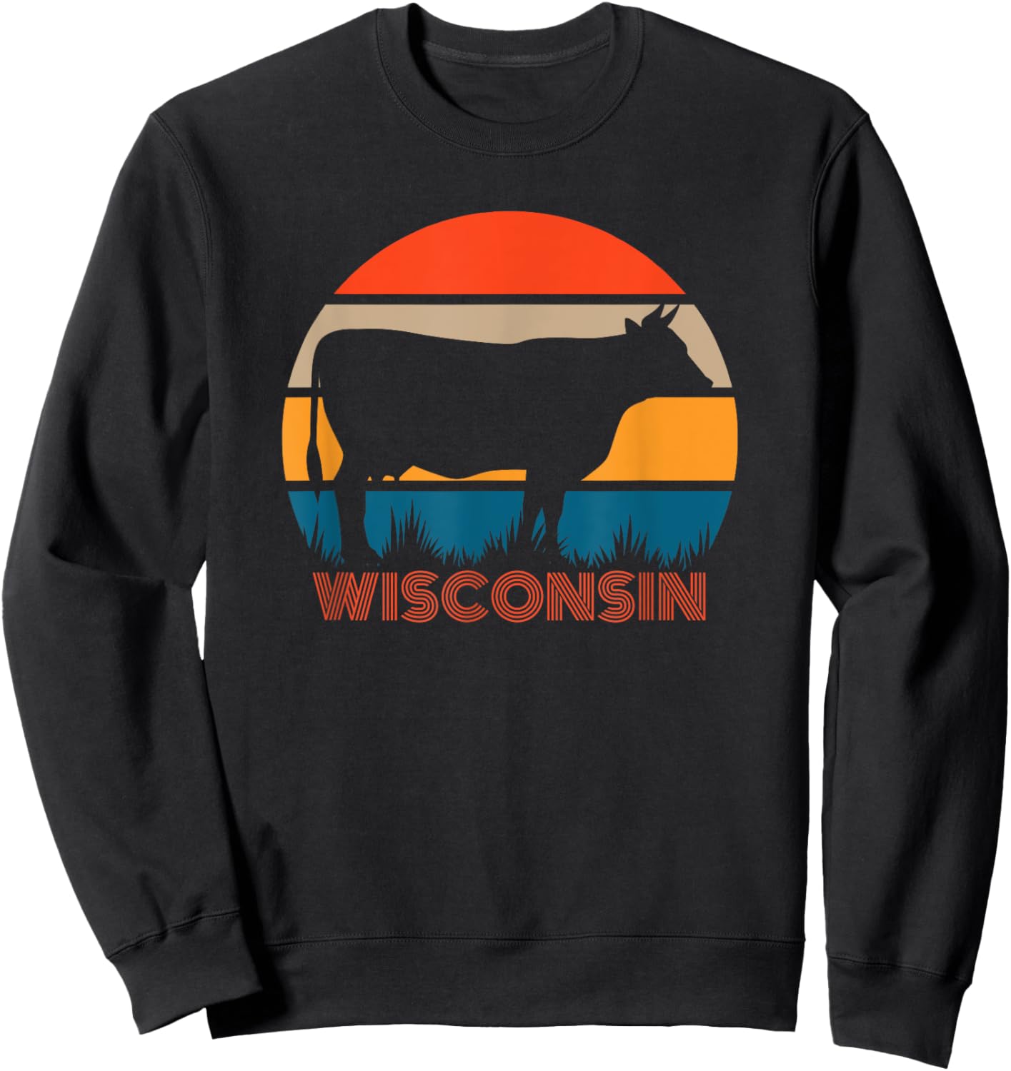 Cow Heifer Farm Owner State of Wisconsin Dairy Farmer Retro Sweatshirt - Sweatshirt | Black