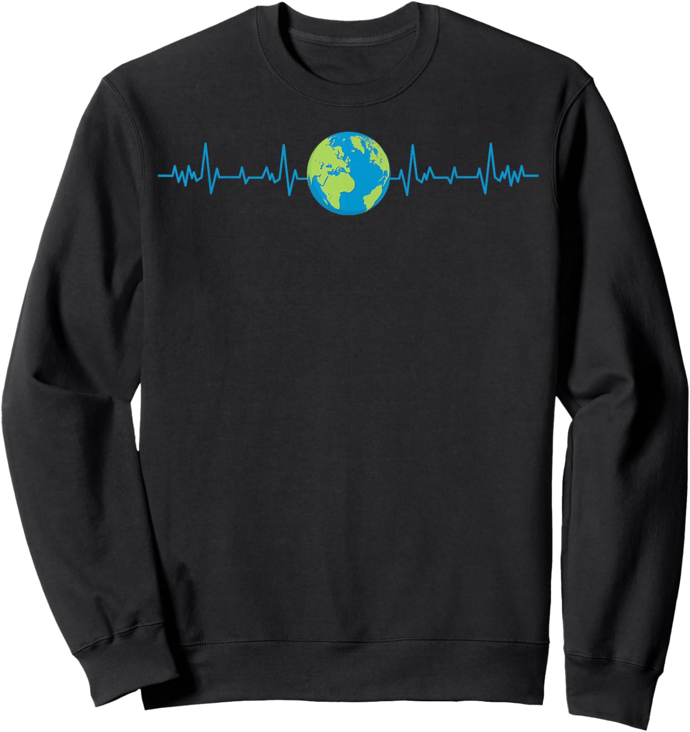 Earth Heartbeat Funny Earth’s Day Save Our Planet Graphic Sweatshirt - Sweatshirt | Black