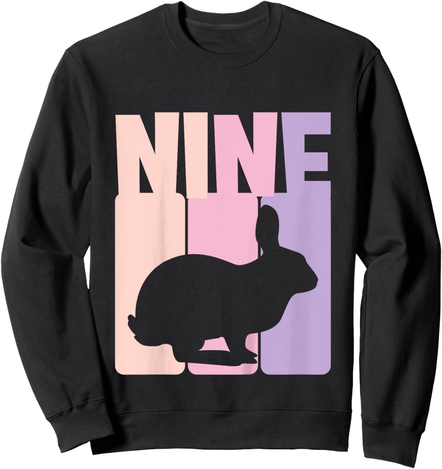 9th Birthday Girl Bunny 9 Years Rabbit Birthday Sweatshirt - Sweatshirt | Black