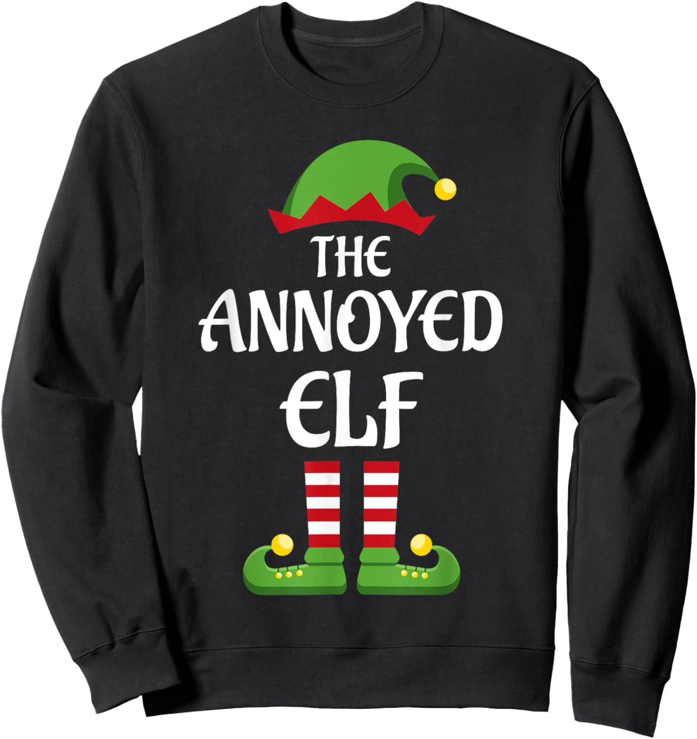 Annoyed Elf Family Matching Group Christmas Sweatshirt - Sweatshirt | Black