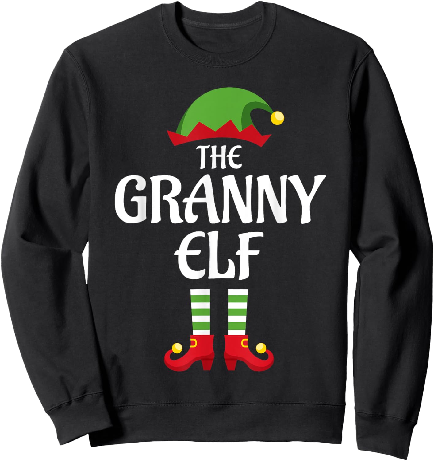 Granny Elf Family Matching Group Christmas Grandma Sweatshirt - Sweatshirt | Black