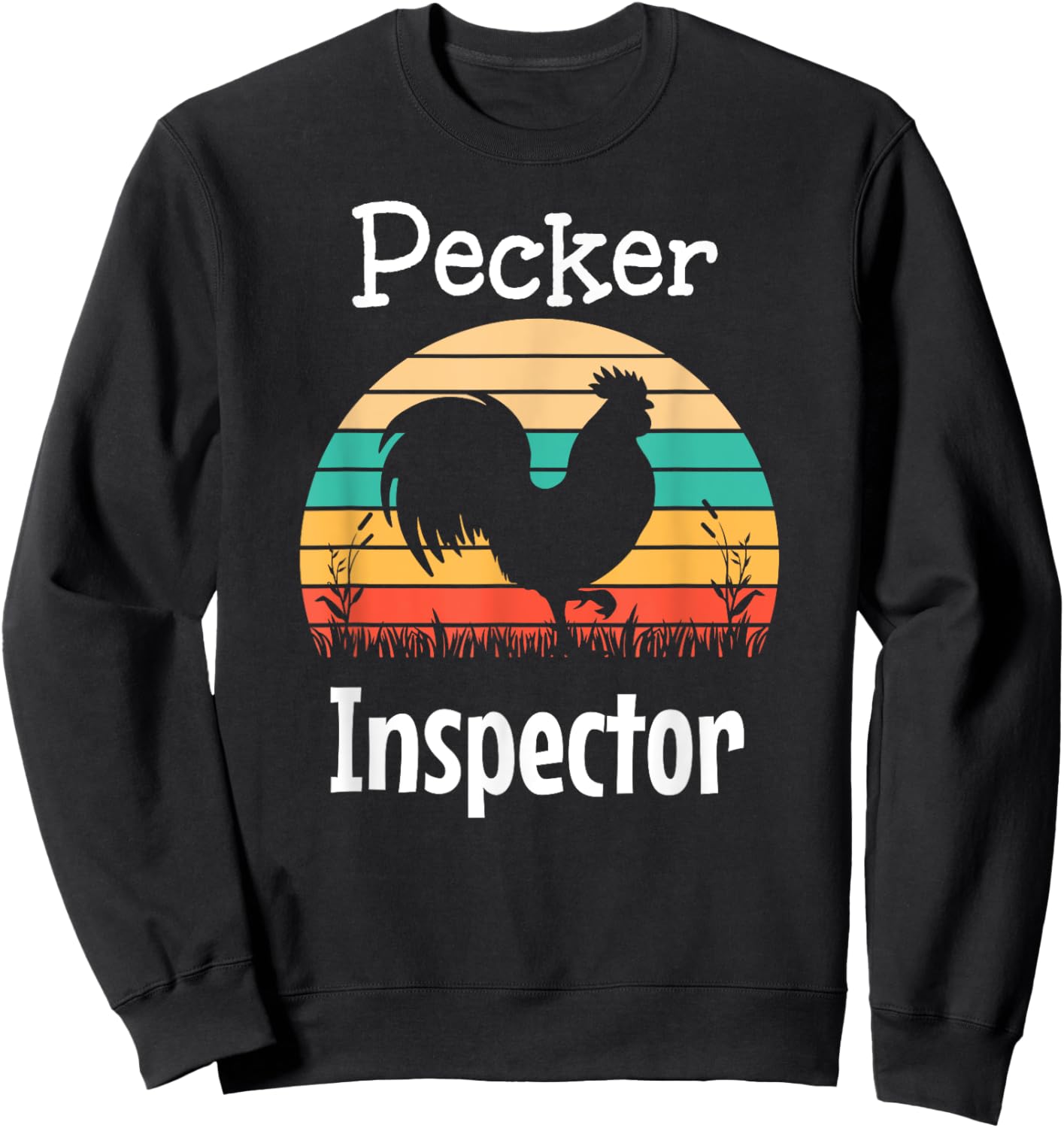 Pecker Inspector Rooster and Retro Sun Sweatshirt - Sweatshirt | Black