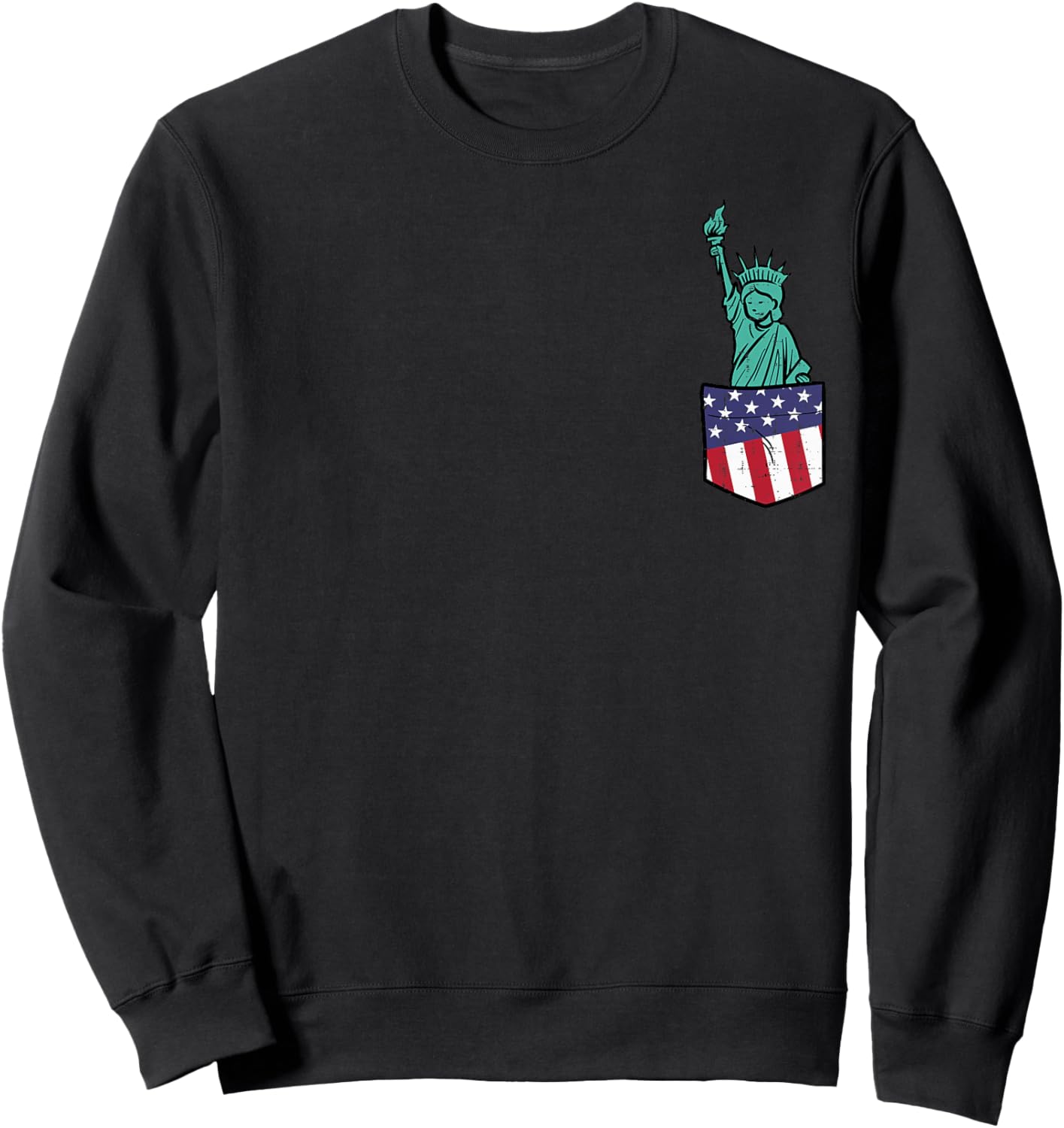 Statue Of Liberty Pocket Fourth 4th Fourth Of July Patriot Sweatshirt - Sweatshirt | Black