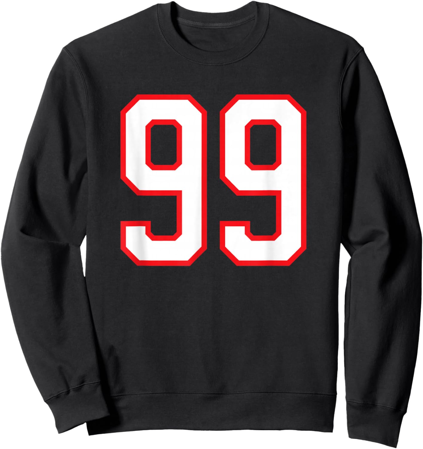 White Red Sports Team Number #99 Sweatshirt - Sweatshirt | Black