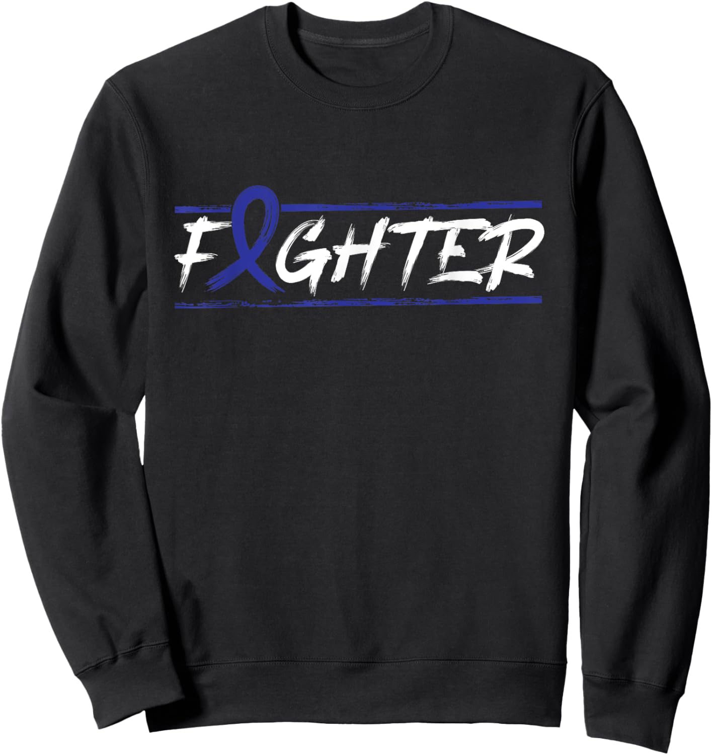Rectal Cancer Fighter T Shirt - Blue Ribbon Awareness Sweatshirt - Sweatshirt | Black