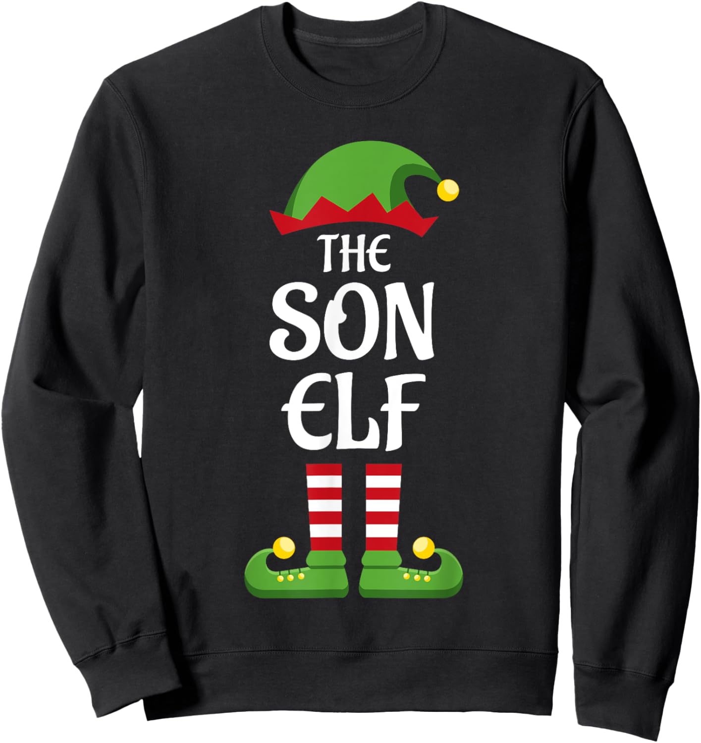 Son Elf Family Matching Group Christmas Sweatshirt - Sweatshirt | Black