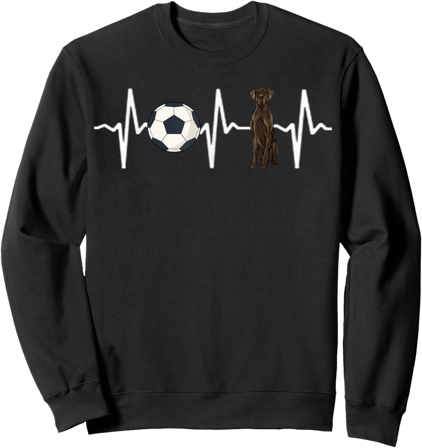 Soccer Black Great Dane Heartbeat Dog Lover Sweatshirt - Sweatshirt | Black