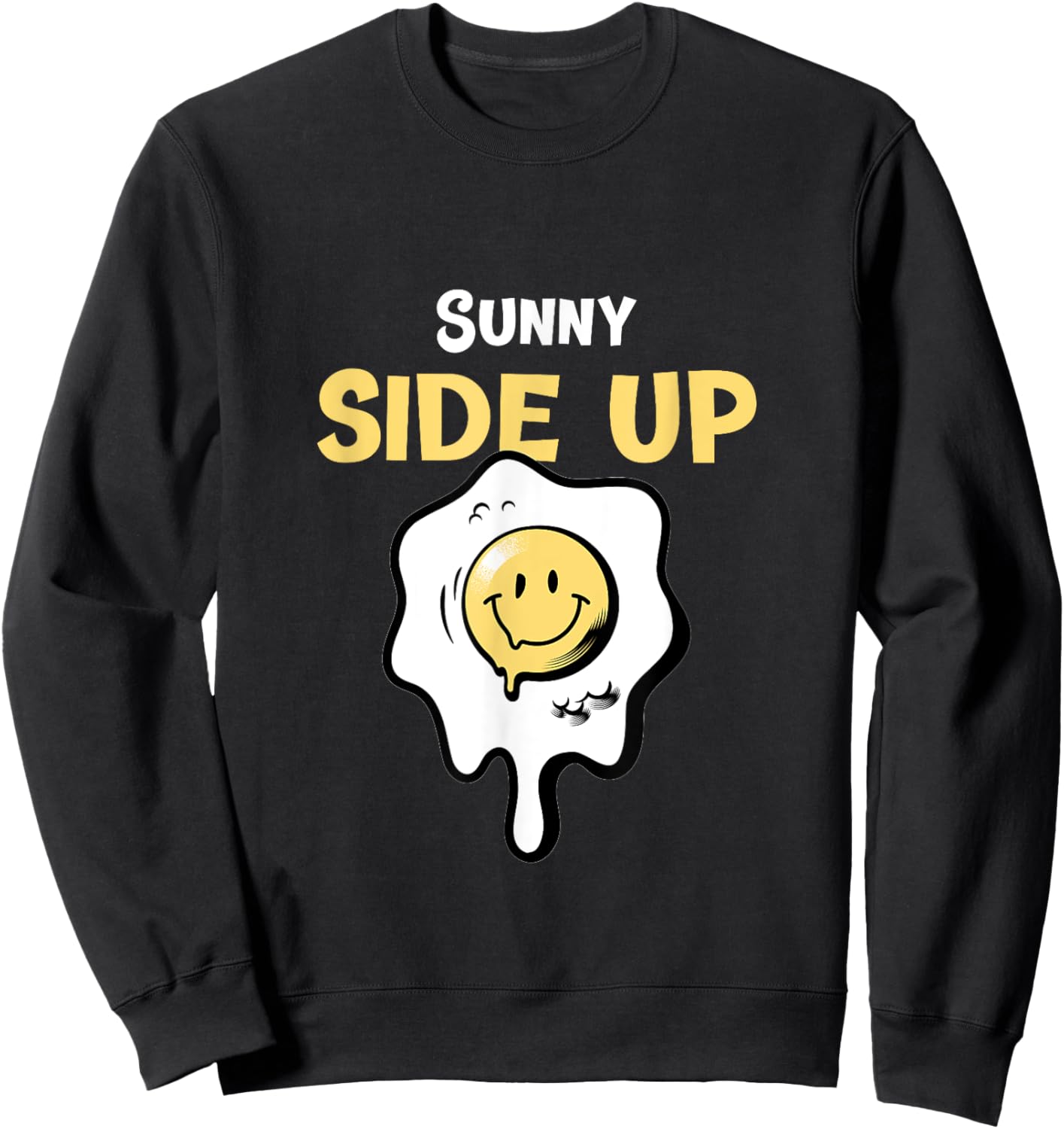 Retro Psychedelic Sunny Side Up Egg Sweatshirt - Sweatshirt | Black