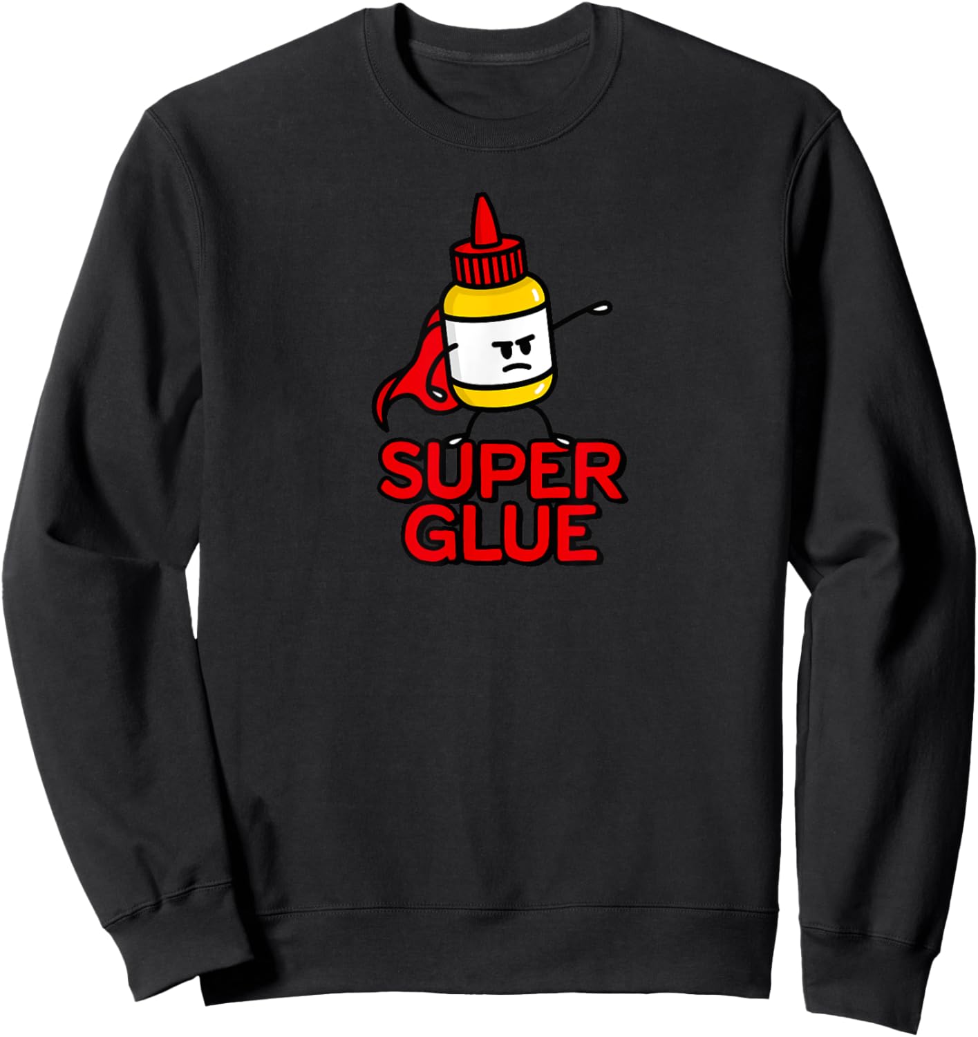 Funny Super Glue Pun Halloween Costume Super Hero Cartoon Sweatshirt - Sweatshirt | Black