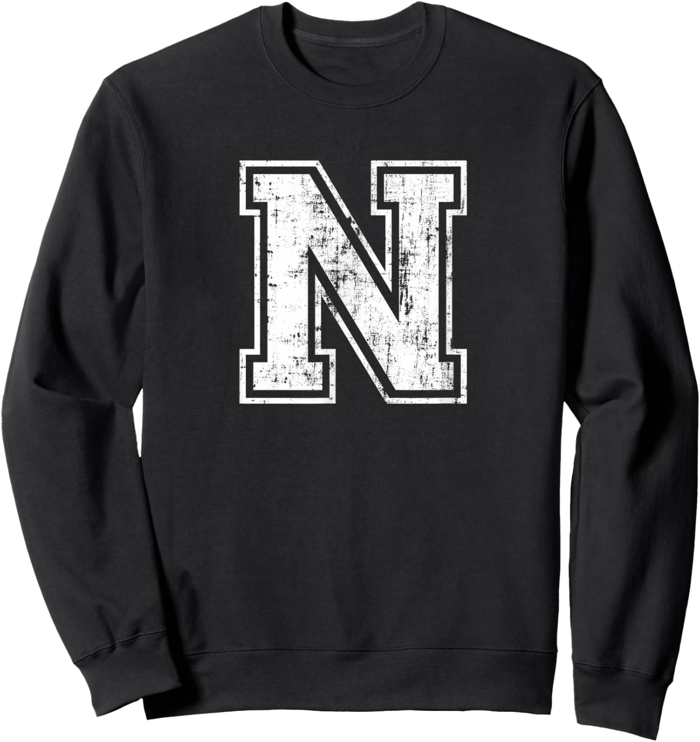 Letter N Uppercase Alphabet Initial School College Varsity Sweatshirt - Sweatshirt | Black