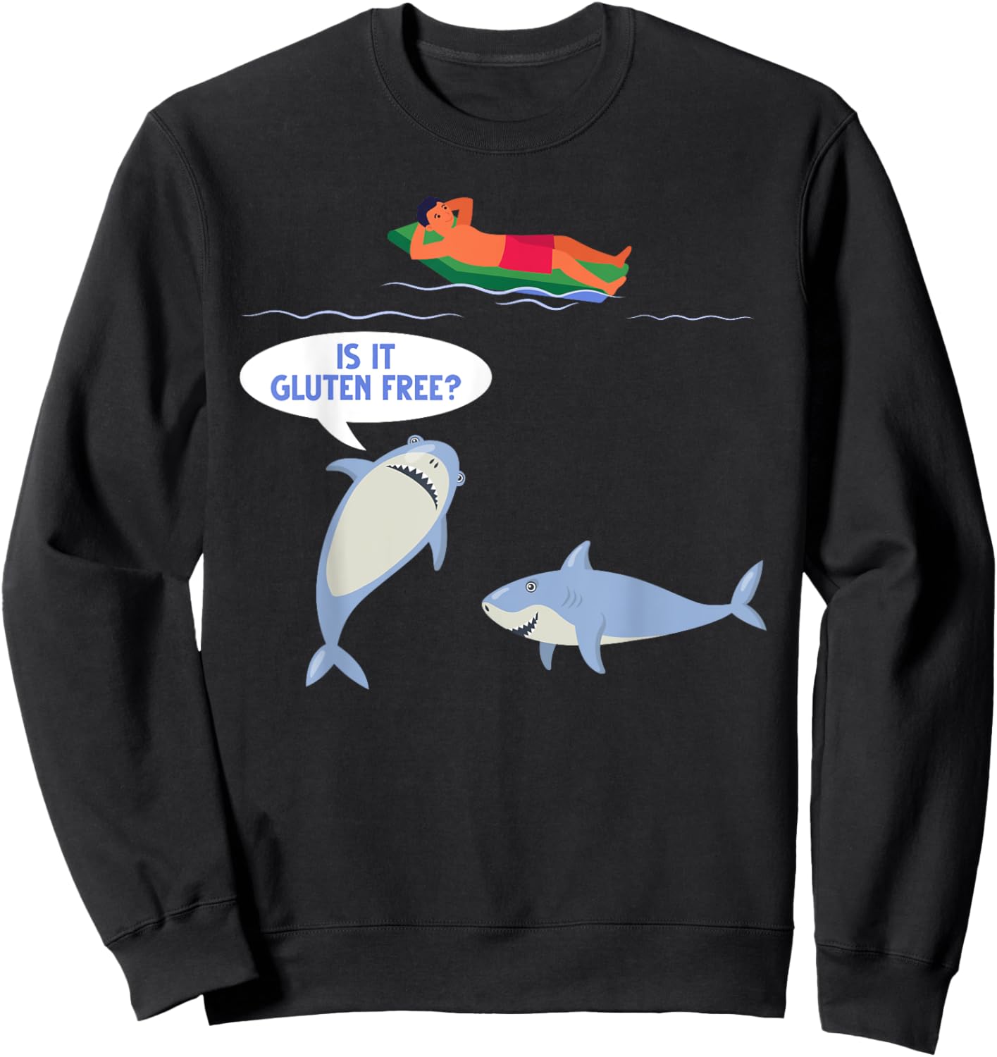 Funny Celiac Disease Wheat Free Shark Animal Gluten Free Sweatshirt - Sweatshirt | Black