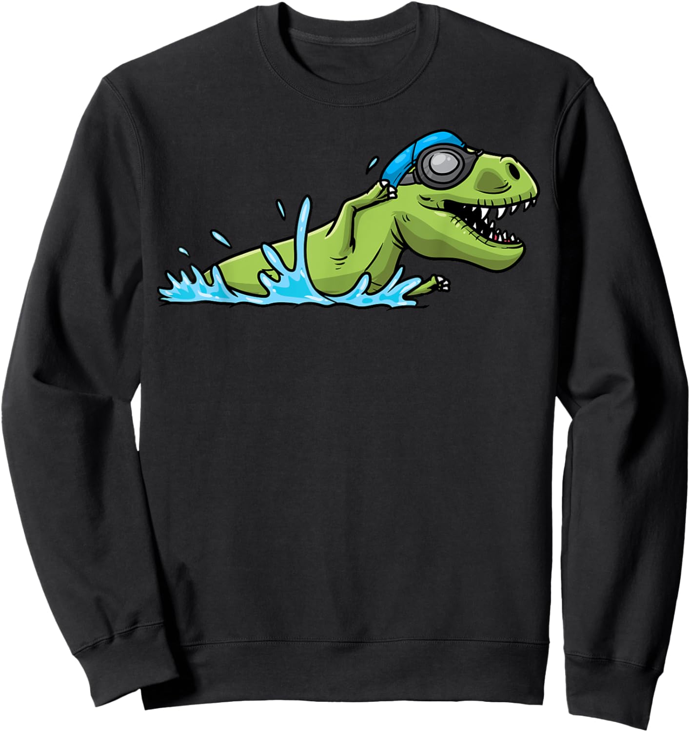 Swim Coach Swimmer Swimming Dinosaur T-Rex Boys Girls Sweatshirt - Sweatshirt | Black