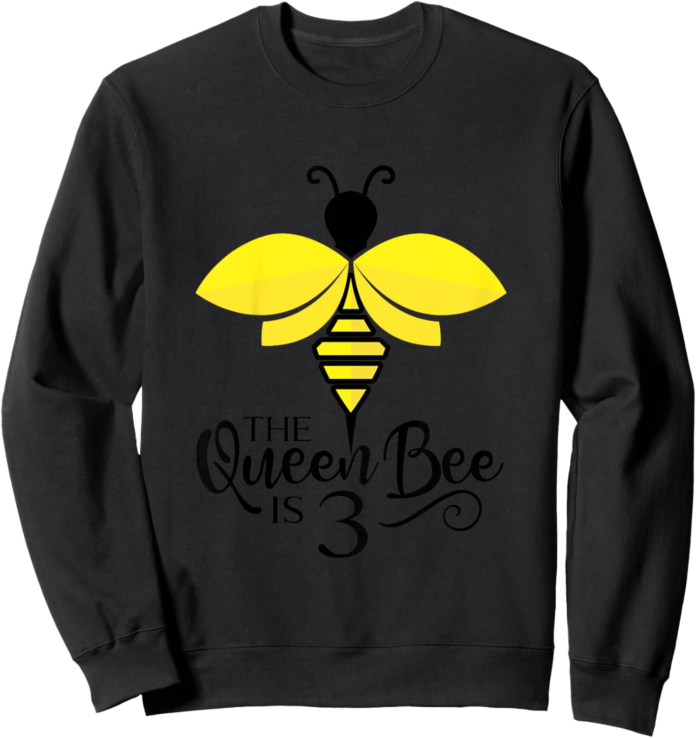 Kids 3rd Birthday The Queen Bee Is 3 Years Old Bumblebee Sweatshirt - Sweatshirt | Black