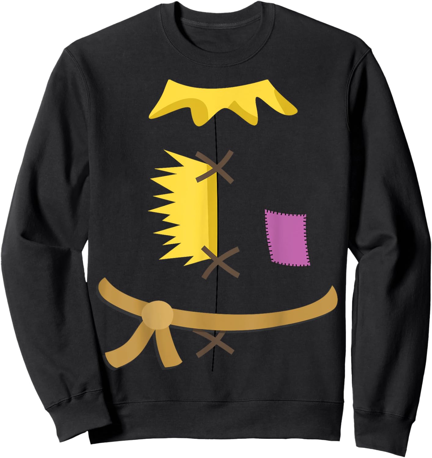 Scarecrow Costume Halloween Wizard of Oz Patch Vintage Sweatshirt - Sweatshirt | Black