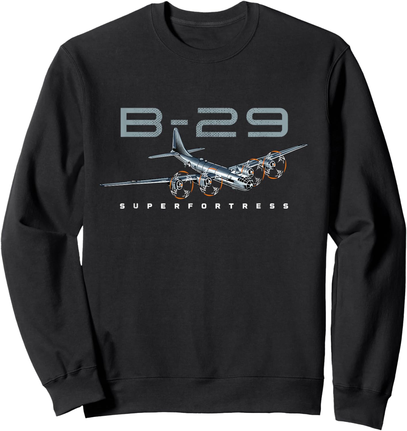 USA Military Warbird Airplane B29 Superfortress Plane Sweatshirt - Sweatshirt | Black