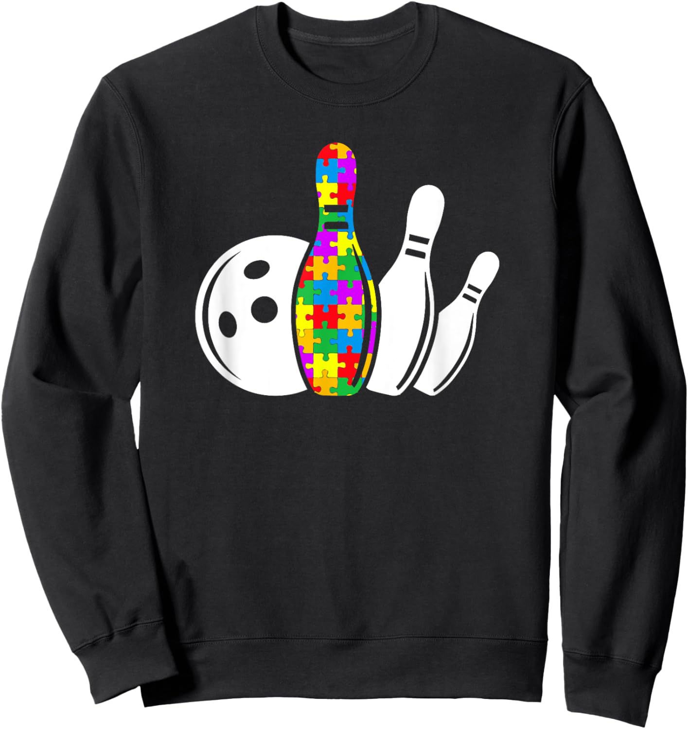 Bowling Sport Autism Awareness Puzzle Different Mom Dad Sweatshirt - Sweatshirt | Black