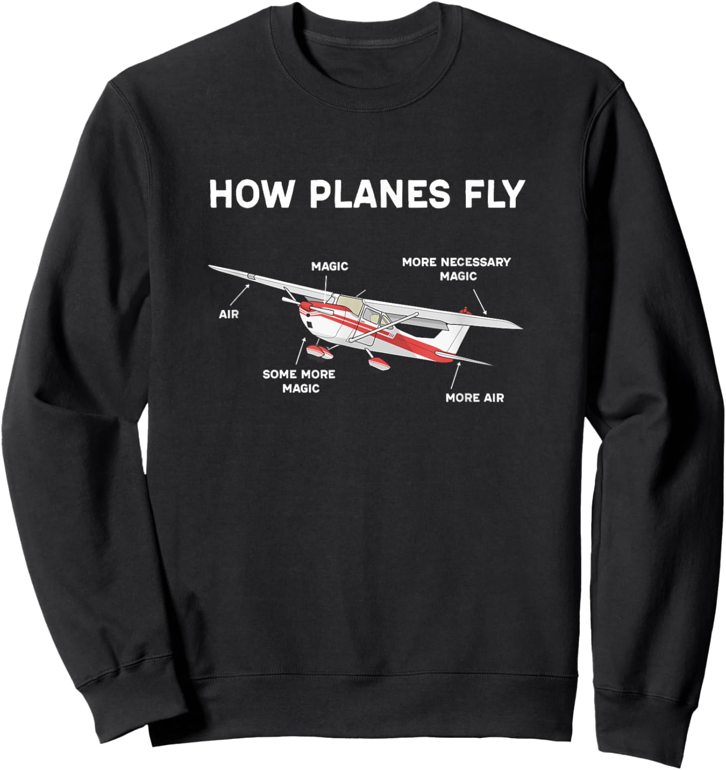 How Planes Fly Funny Airplane Parts Design For Flight Lovers Sweatshirt - Sweatshirt | Black