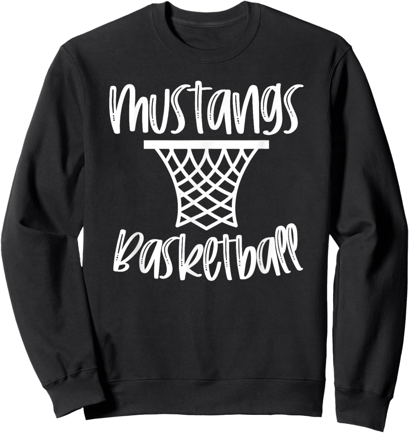 Mustangs Basketball Team Mascot School Spirit Game Night Sweatshirt - Sweatshirt | Black