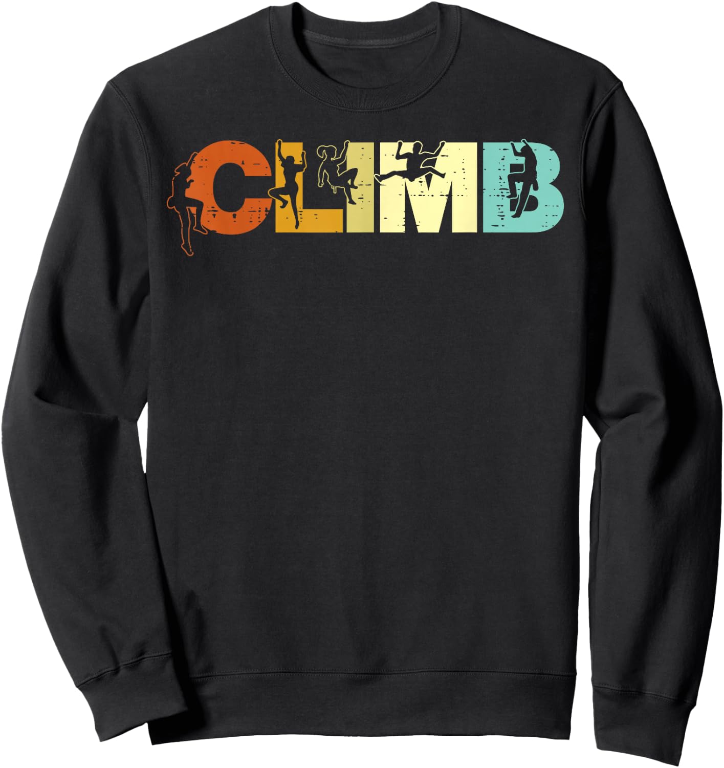 Climbing Climb Letters Retro Rock Climber Women Girls Kids Sweatshirt - Sweatshirt | Black