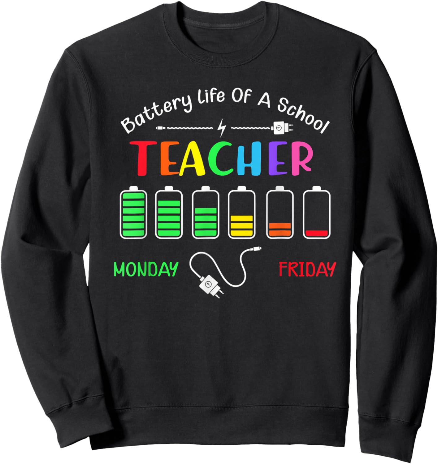 Battery Life Of A School Teacher Monday To Friday Women Sweatshirt - Sweatshirt | Black