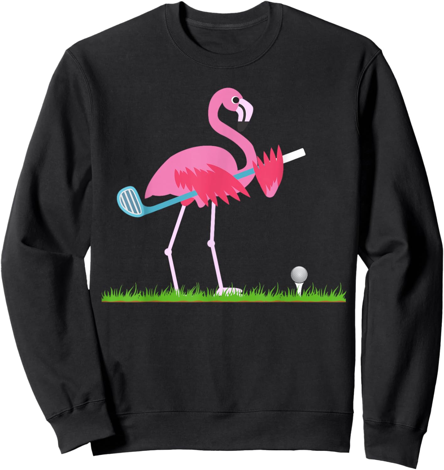 Cute Flamingo Playing Golf Golfer Sport Golfing Sweatshirt - Sweatshirt | Black