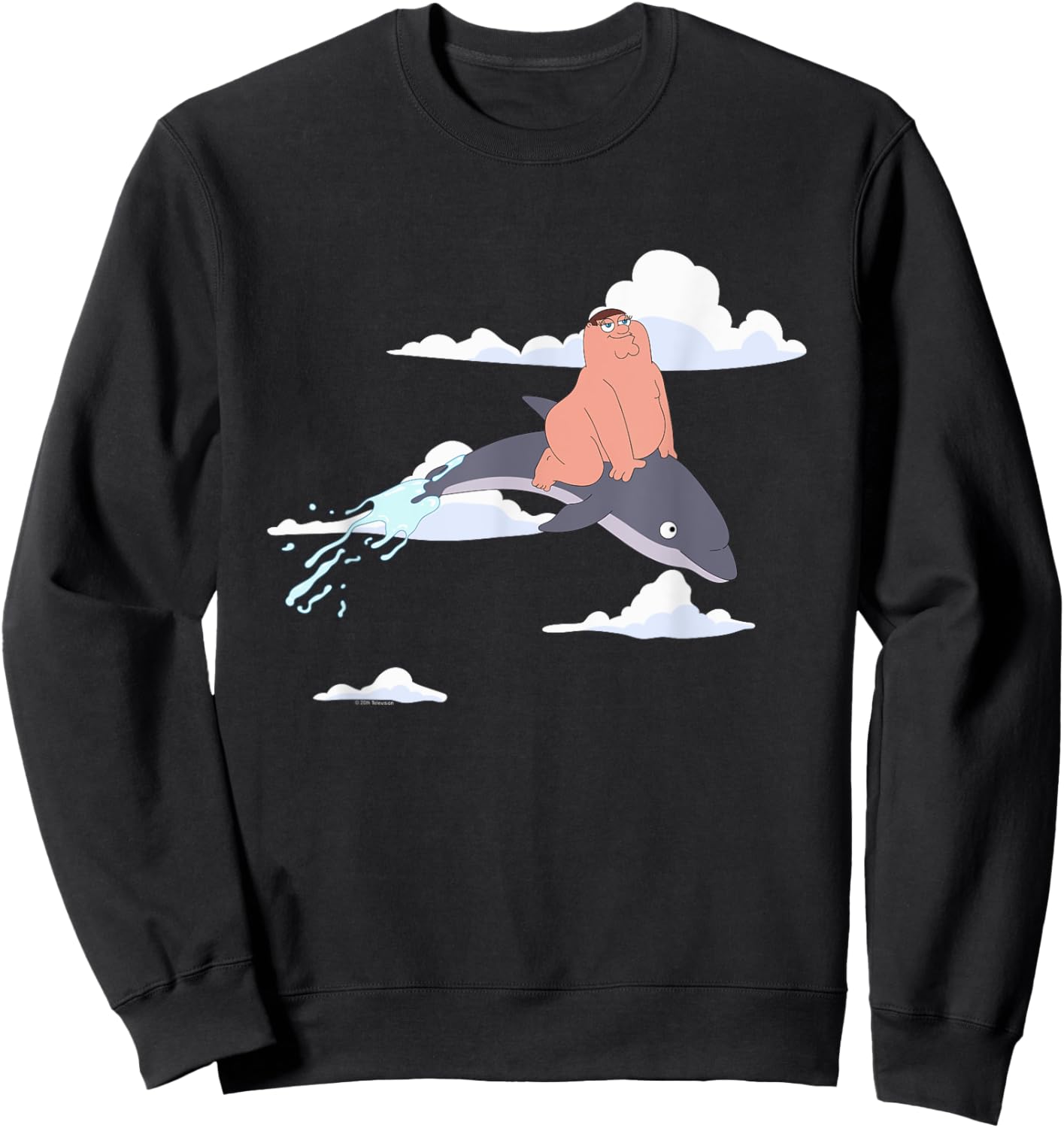 Family Guy Peter on a Dolphin Funny Cartoon Sweatshirt - Sweatshirt | Black