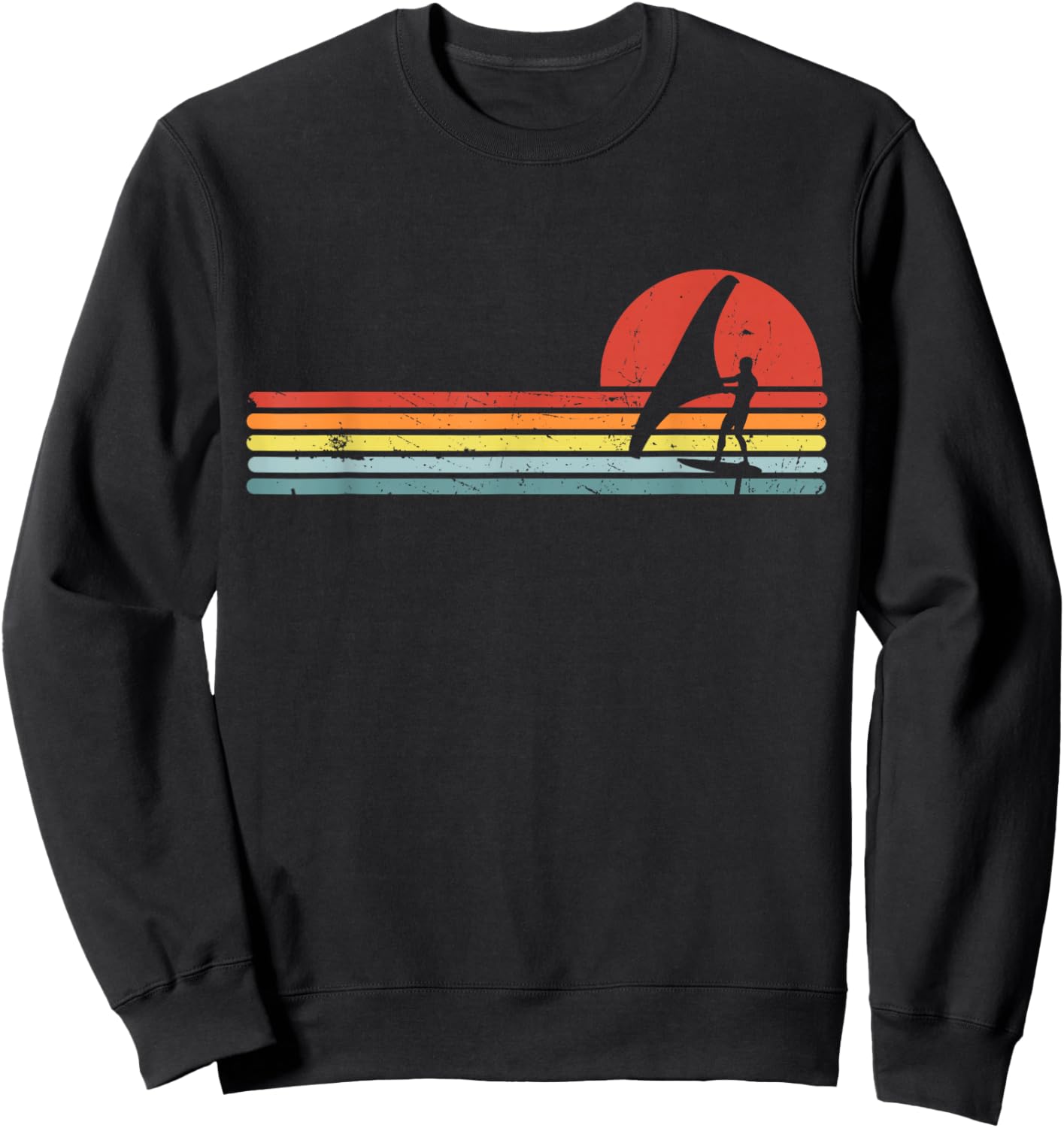 Wing Foiling Foil Surf Surfing Foiler, Retro Vintage Surfer Sweatshirt - Sweatshirt | Black