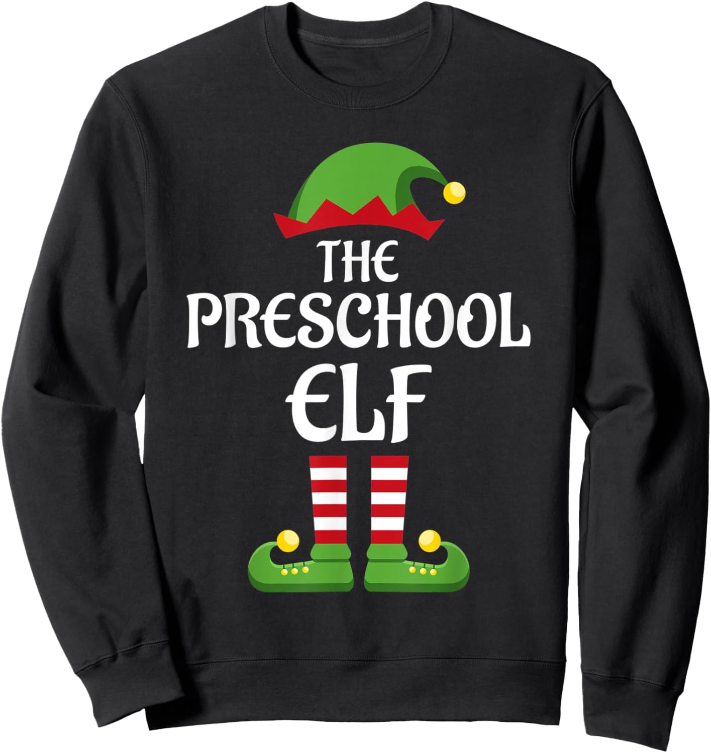 Preschool Elf Family Matching Group Christmas Sweatshirt - Sweatshirt | Black
