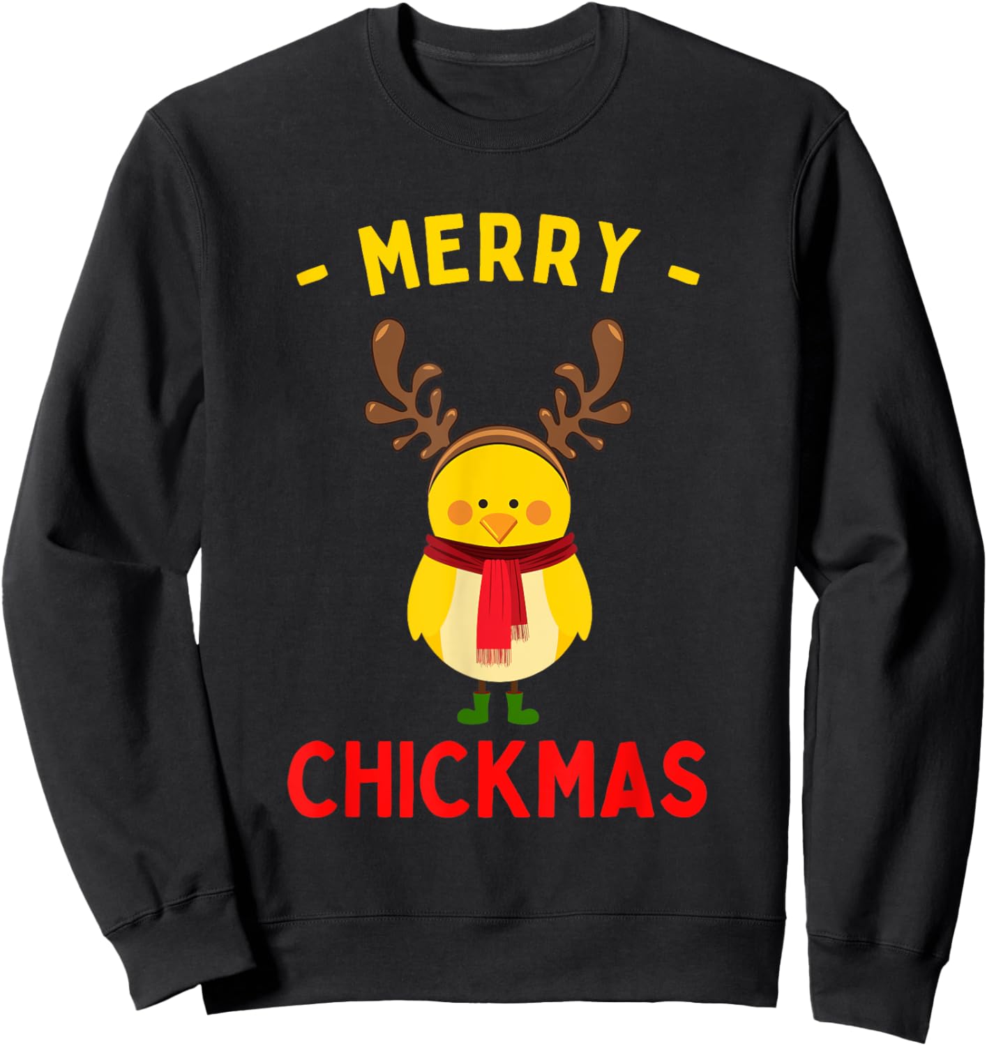 Merry Chickmas Cute Baby Chick Christmas Farm Animal Xmas Sweatshirt - Sweatshirt | Black