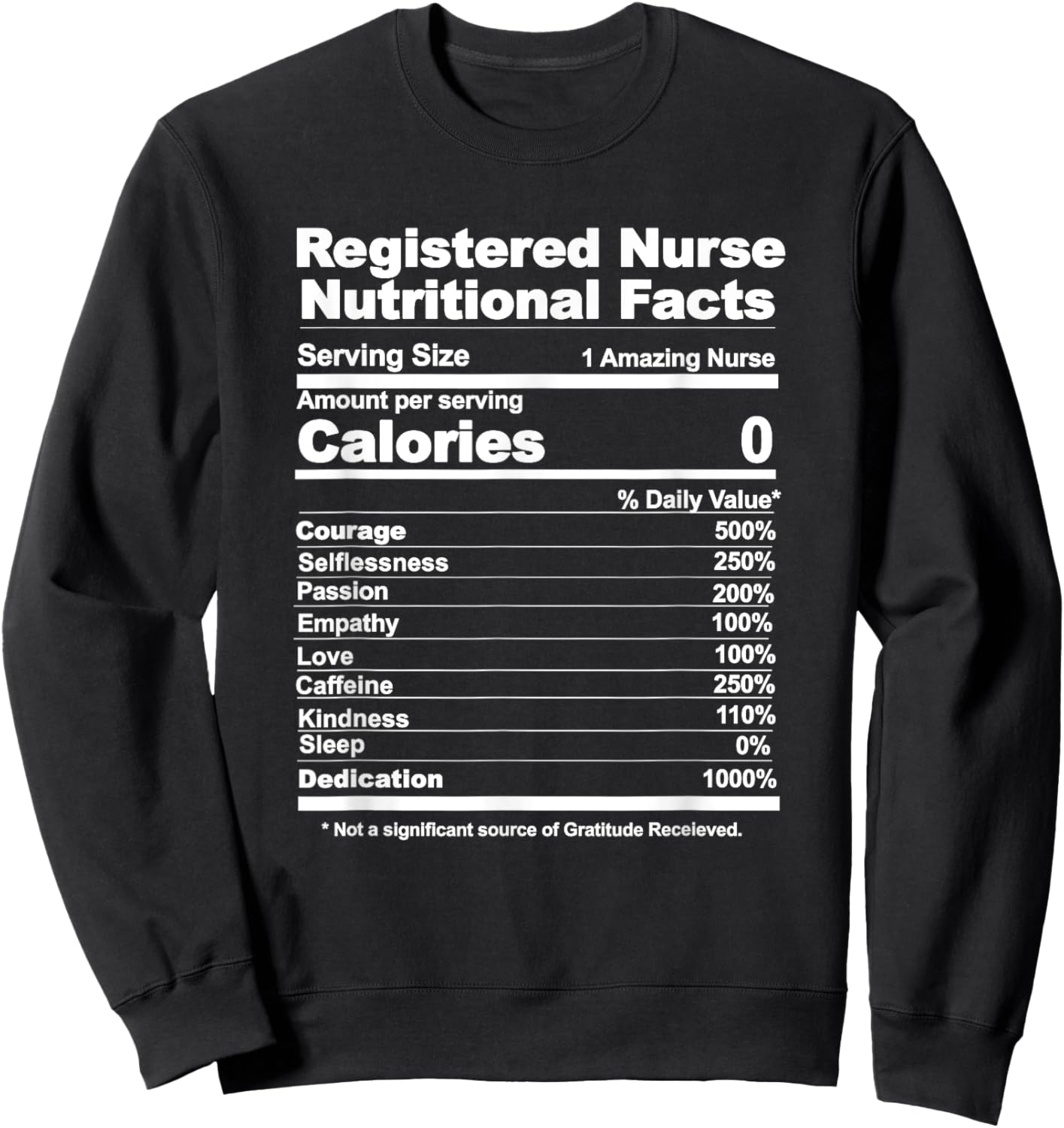 Registered Nurse nutritional facts Sweatshirt - Sweatshirt | Black