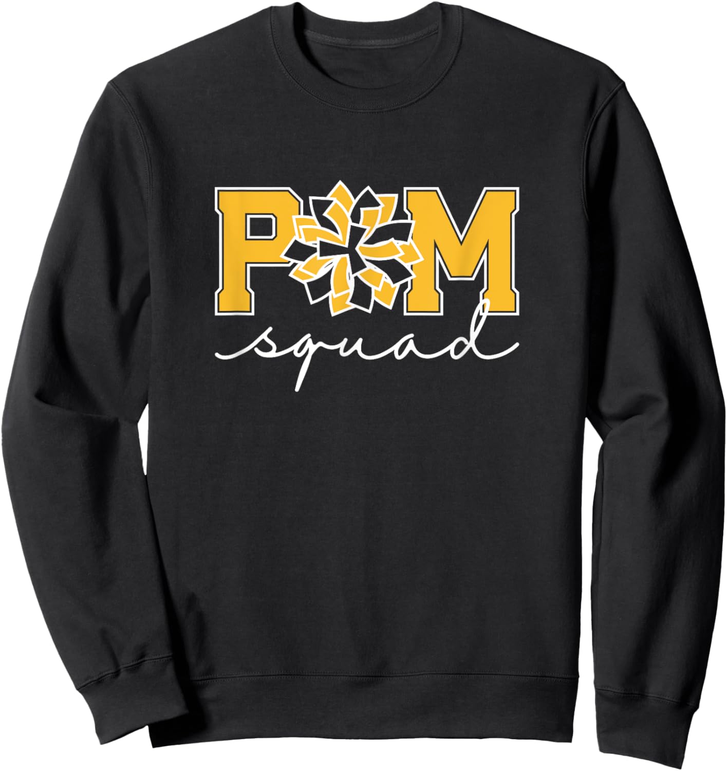Pom Squad for Dance, Cheer, Spirit Squad Yellow Sweatshirt - Sweatshirt | Black