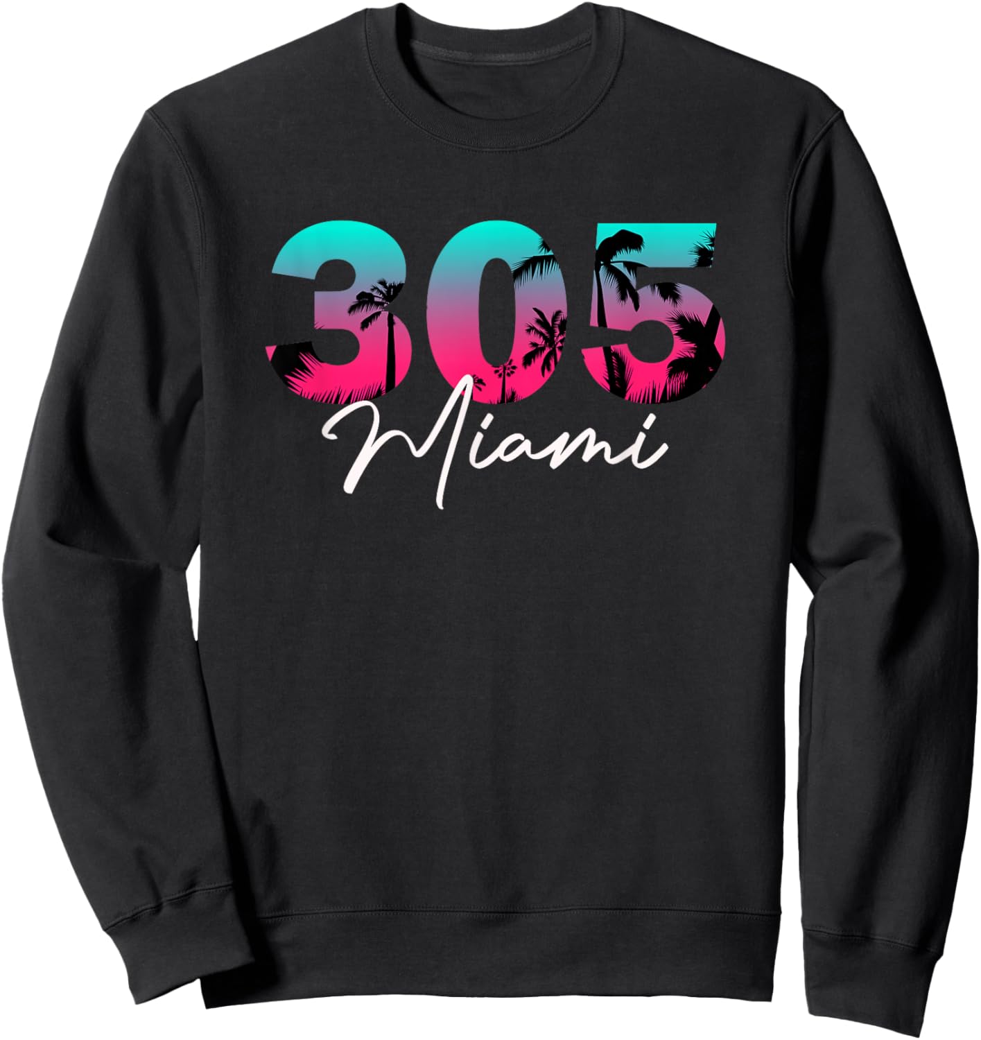 Retro Miami 305 Flamingo Colors Sweatshirt - Sweatshirt | Black