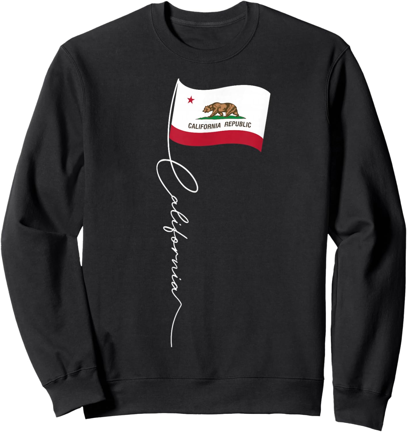 California Signature Flag Pole - Elegant Californian Flag Sweatshirt - Sweatshirt | Black