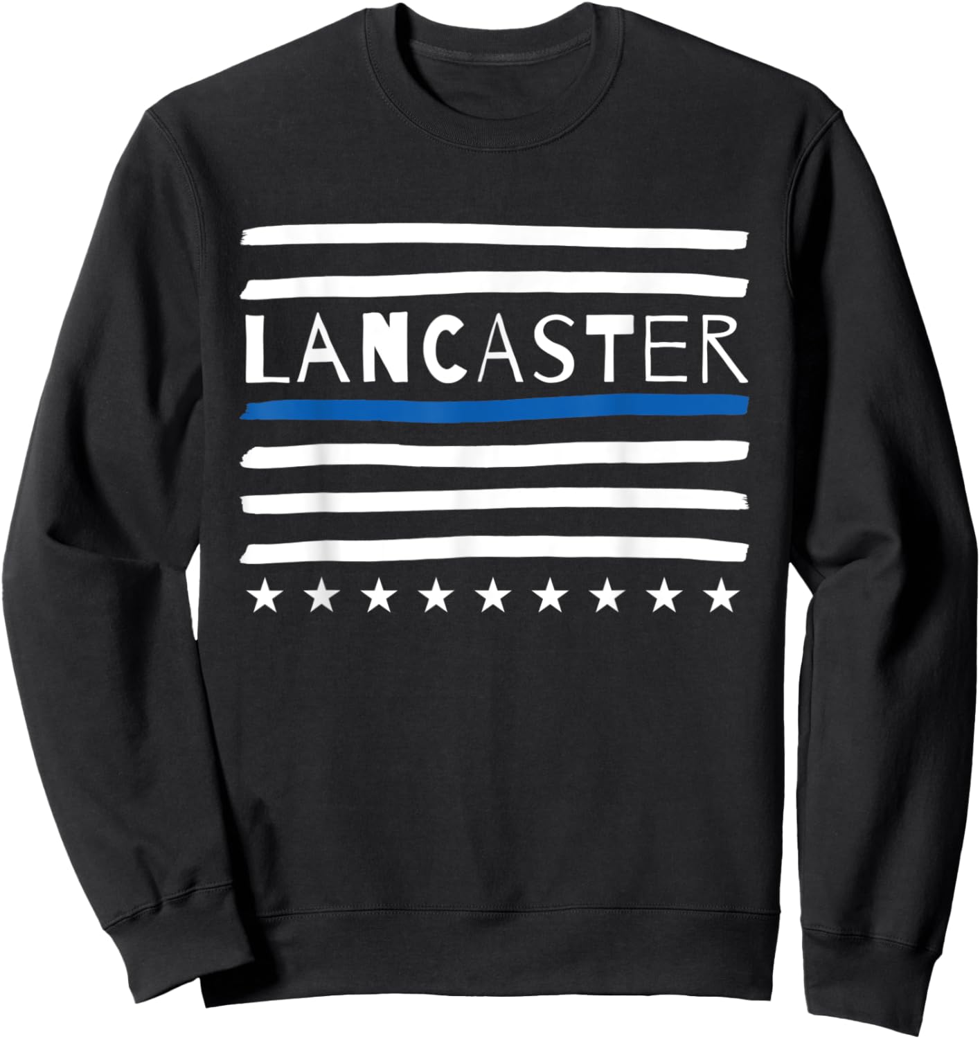 Thin Blue Line Heart Lancaster California Police Officer CA Sweatshirt - Sweatshirt | Black