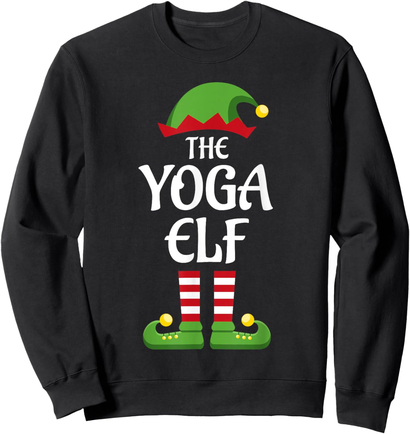 Yoga Elf Family Matching Group Christmas Sweatshirt - Sweatshirt | Black