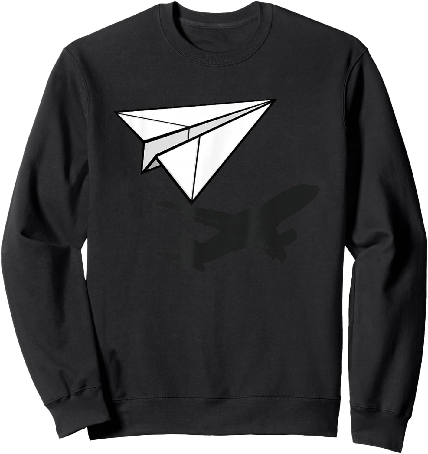 Paper Airplane Novelty Paper Airplane Sweatshirt - Sweatshirt | Black