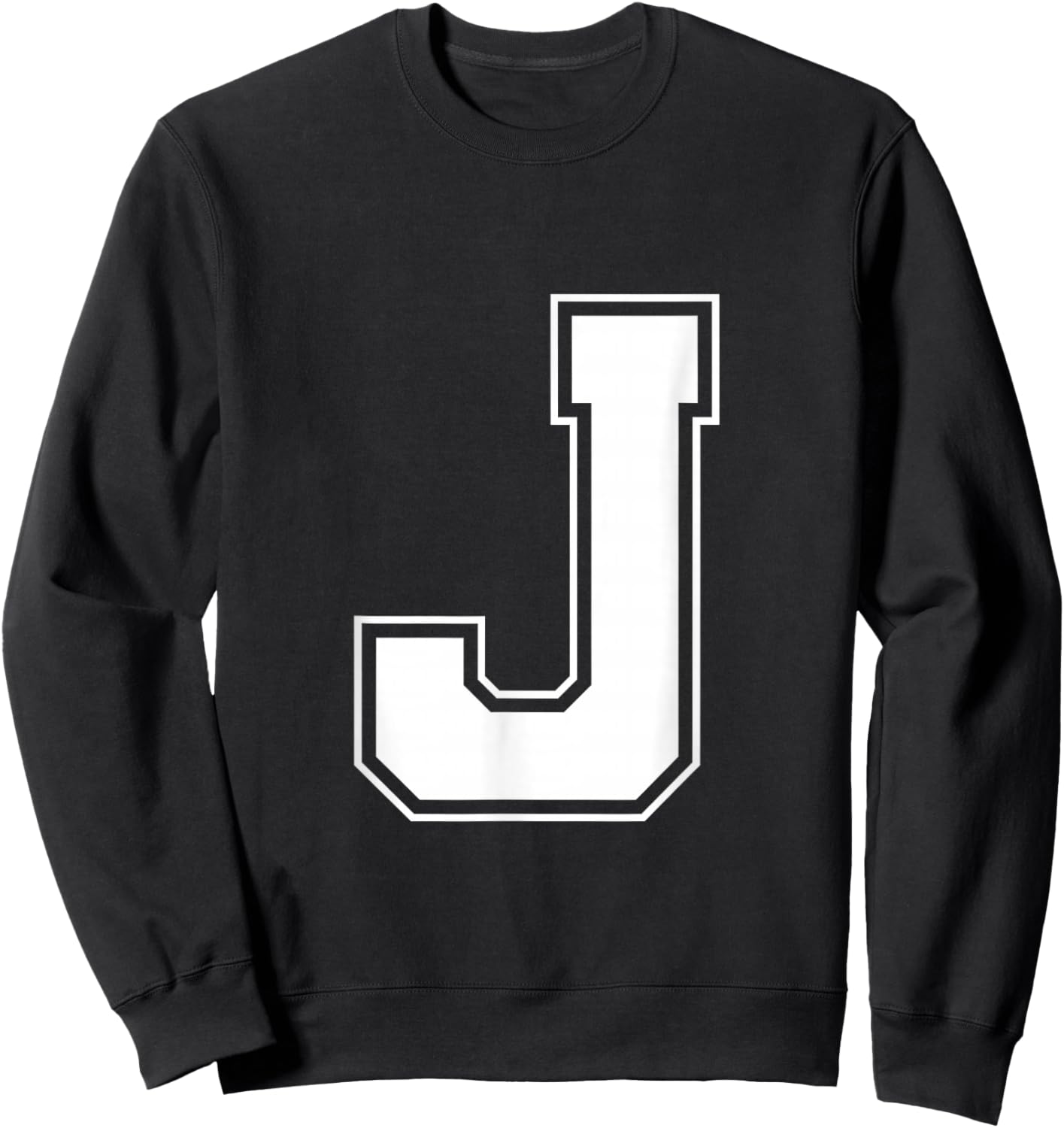Letter J Big Bold Capital Varsity Alphabet Monogram Sweatshirt - Sweatshirt | Black