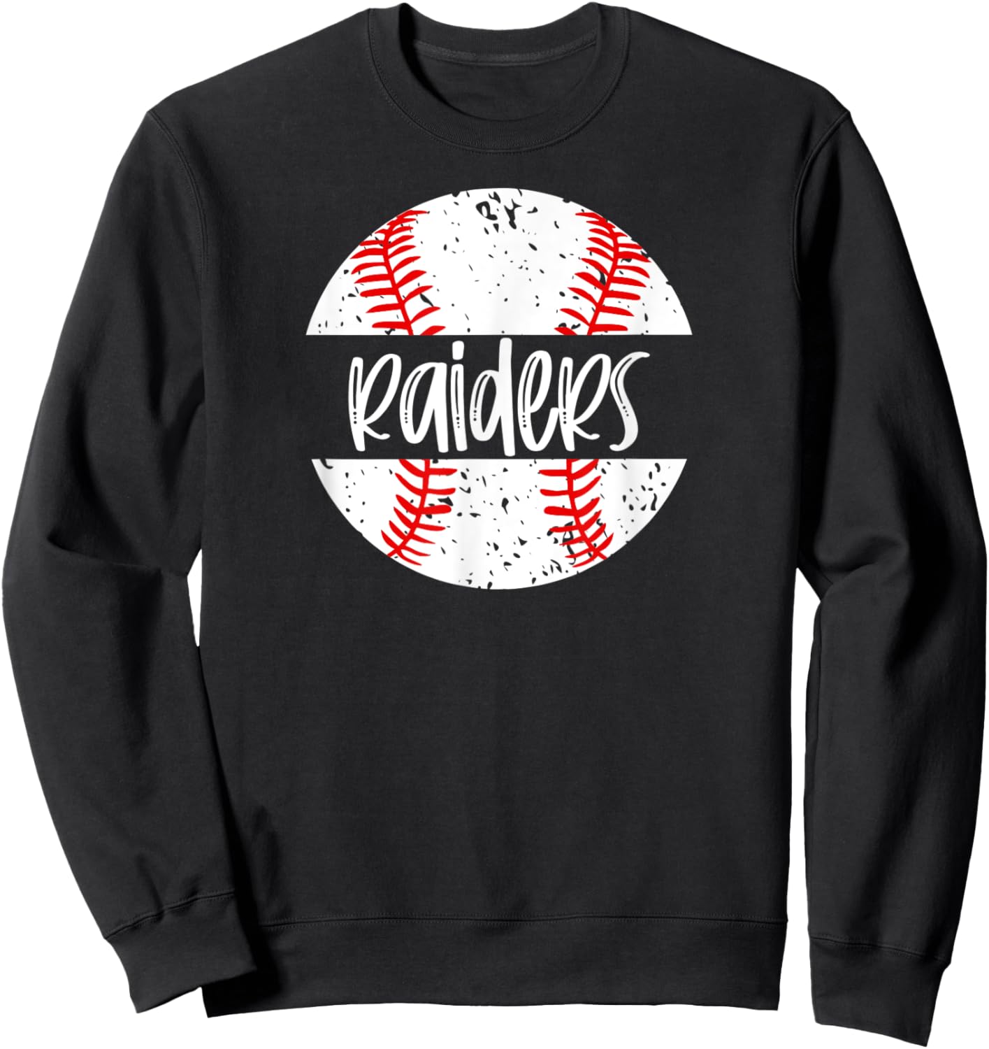 Raiders Baseball Team Mascot School Spirit Game Day Sweatshirt - Sweatshirt | Black