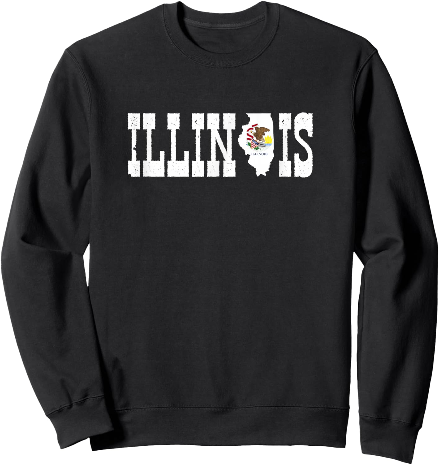 Illinois State and Illinois Flag with Pride for Illinois Sweatshirt - Sweatshirt | Black
