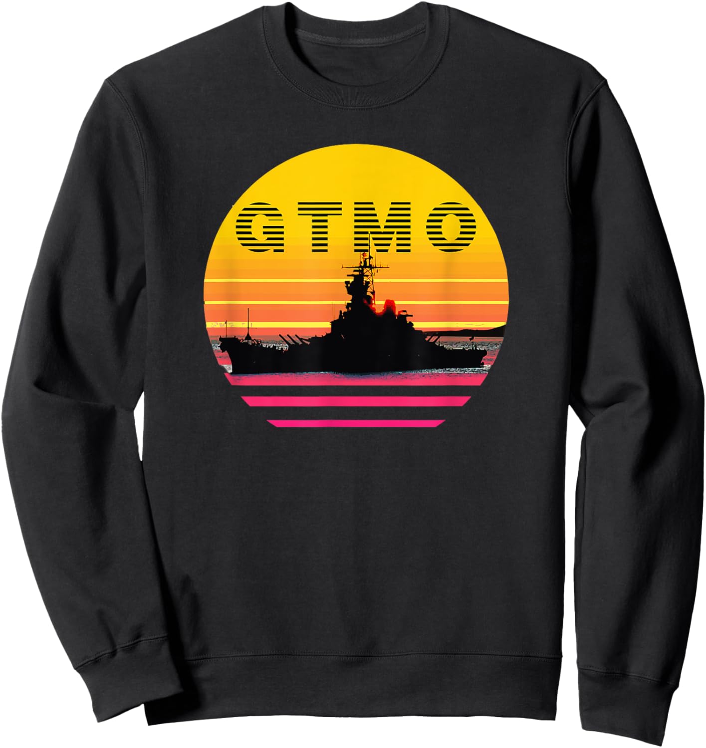 GTMO - Vintage Guantanamo Bay Cuba Sunset Sweatshirt - Sweatshirt | Black