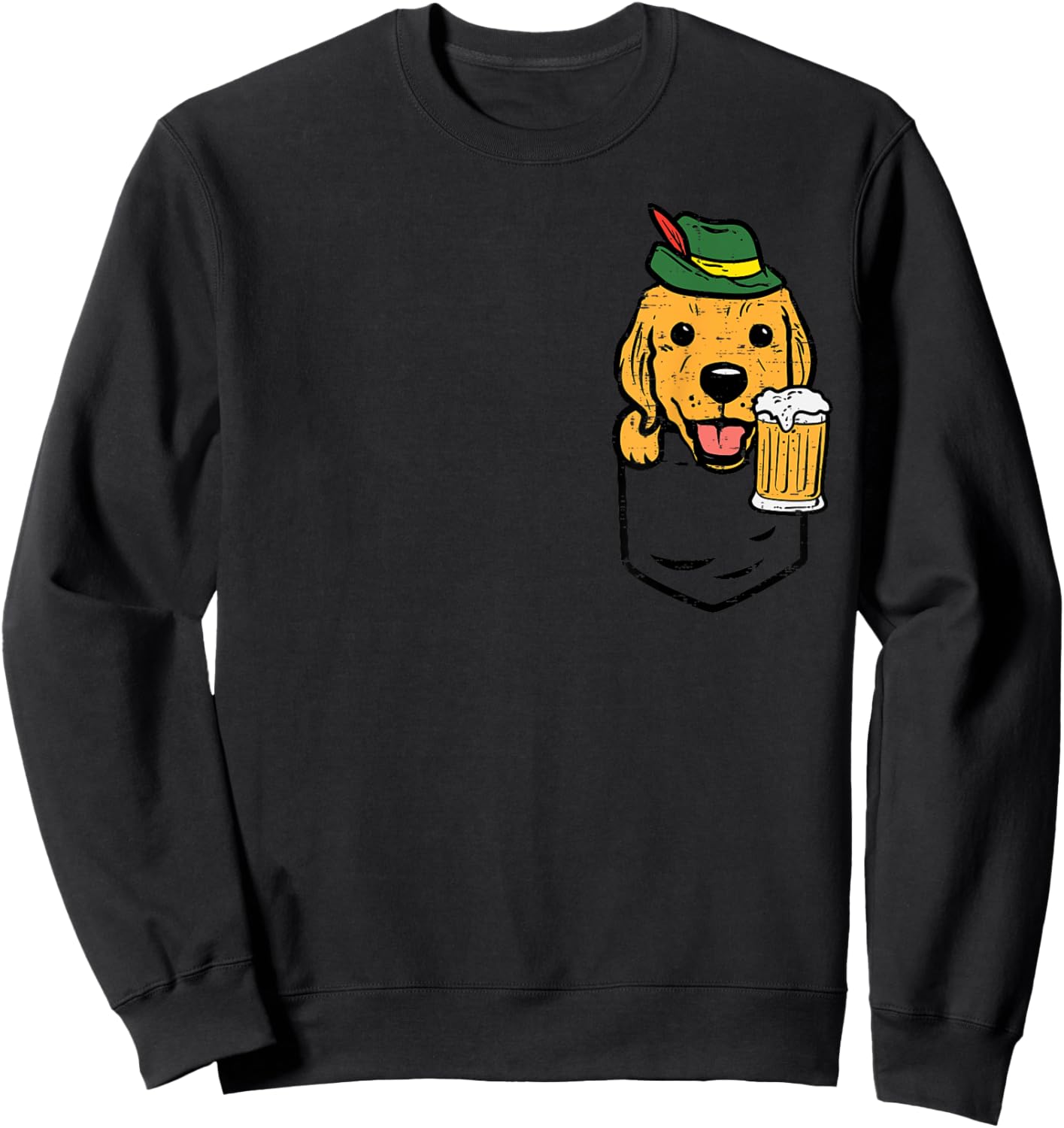Pocket German Golden Retriever Bavarian German Men Women Sweatshirt - Sweatshirt | Black