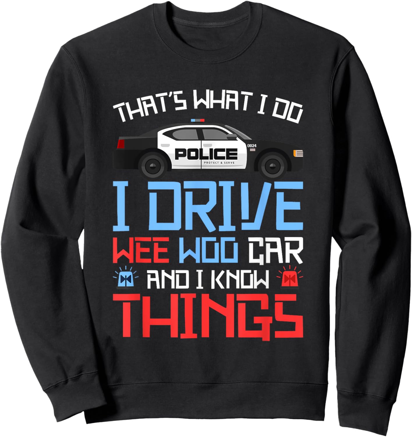 Police car police officer wee woo car design women men Sweatshirt - Sweatshirt | Black