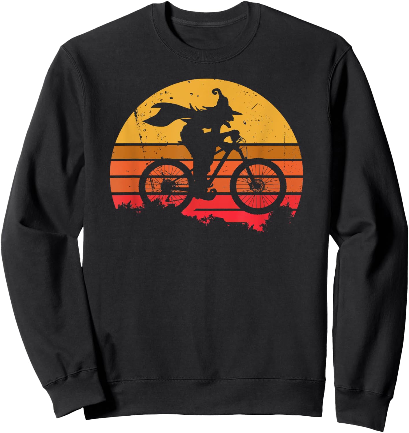 Witch Riding a Mountain Bike funny Mountain Bike witch Sweatshirt - Sweatshirt | Black