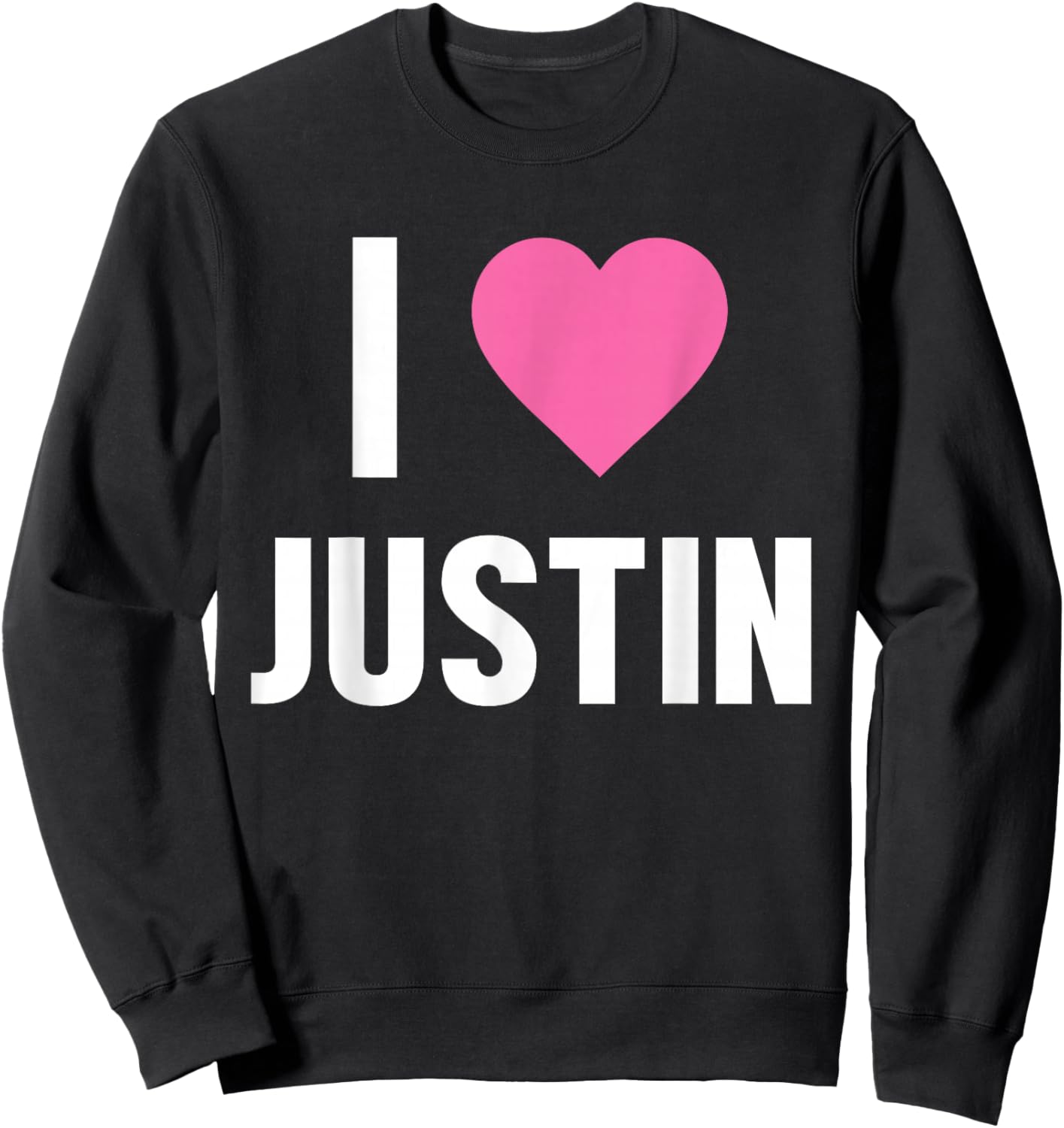 Classic I Love Justin Pink Heart Sweatshirt - Sweatshirt | Black