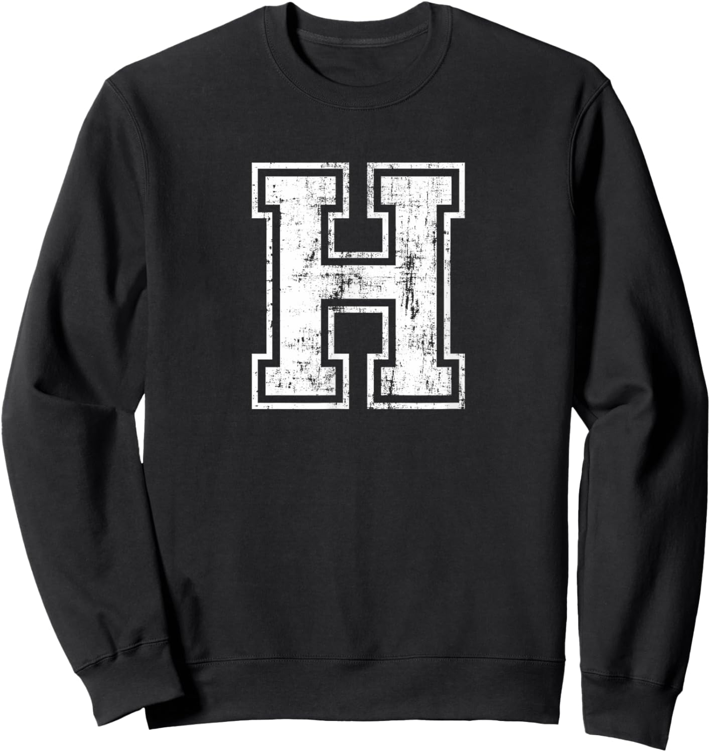 Letter H Uppercase Alphabet Initial School College Varsity Sweatshirt - Sweatshirt | Black
