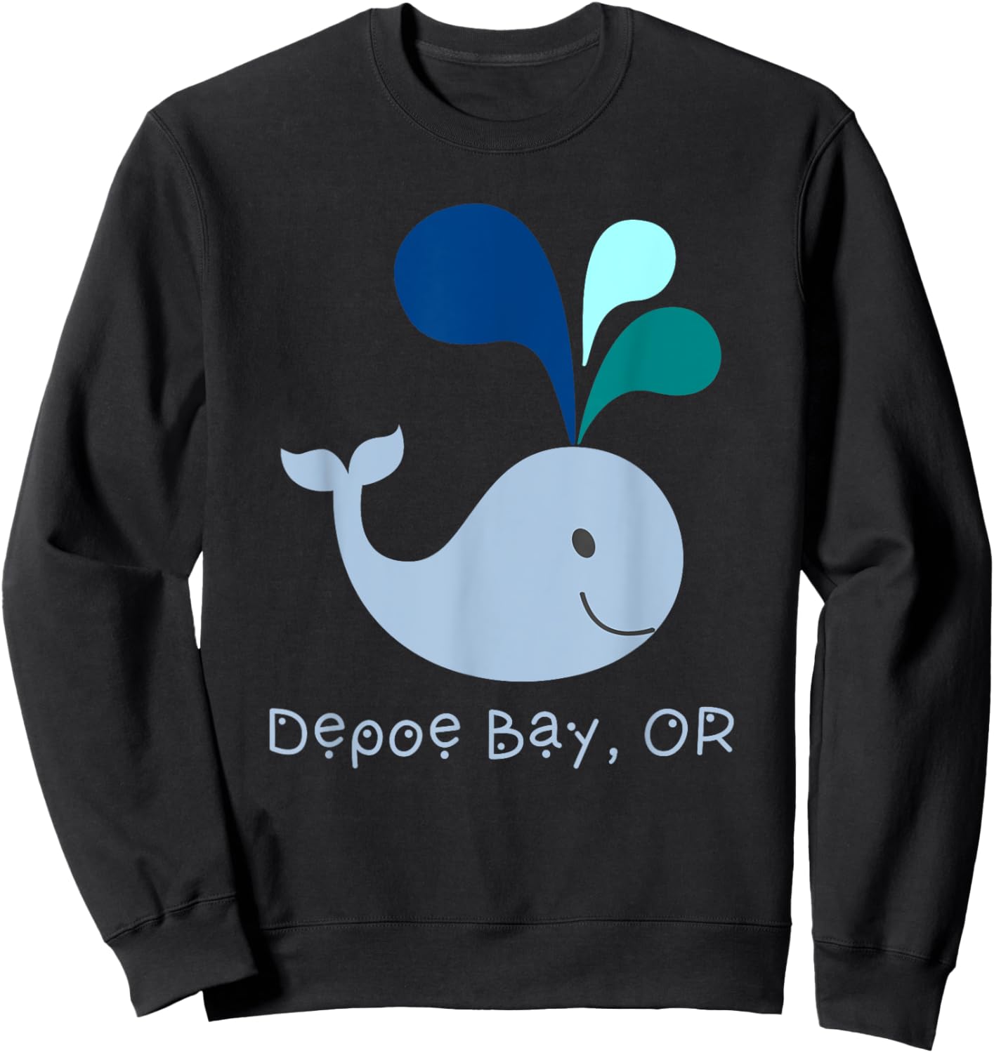 Depoe Bay Oregon Cute Whale Lover Cartoon Sweatshirt - Sweatshirt | Black