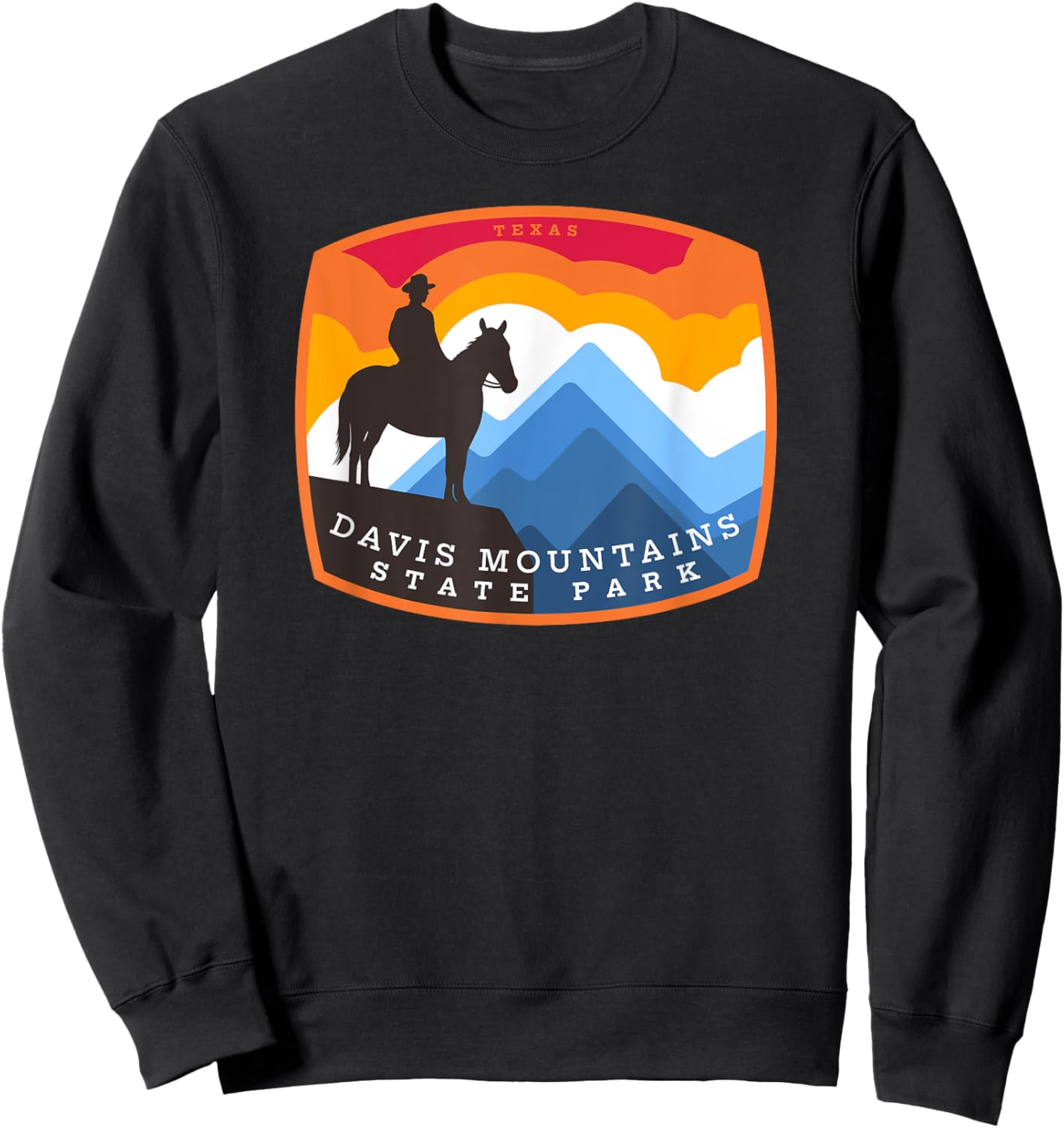 Davis Mountains State Park Texas TX Equestrian Badge Sweatshirt - Sweatshirt | Black